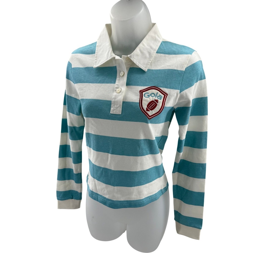 Gola Classics Womens Striped Long Sleeve Rugby Polo Shirt Small NEW